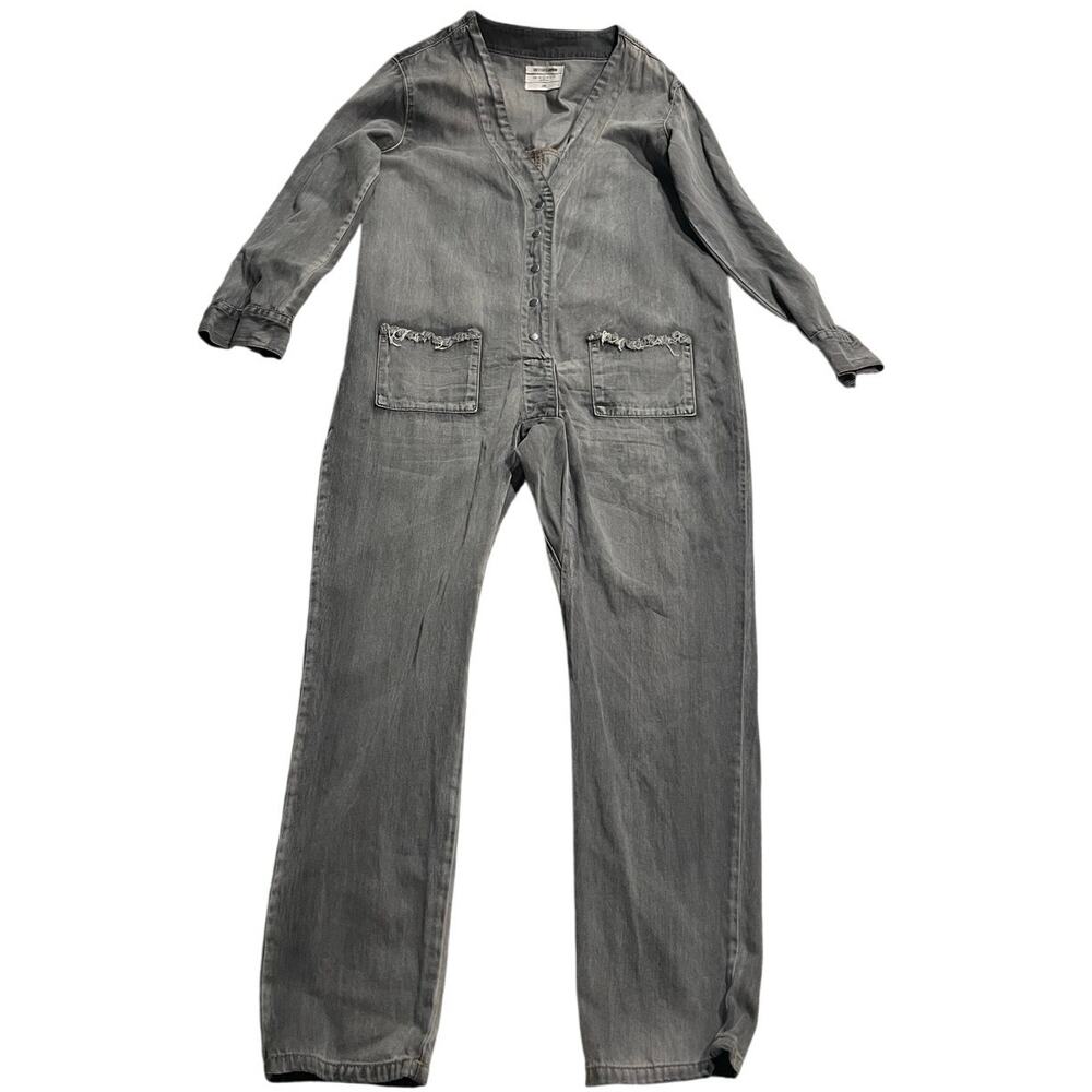 One X One Teaspoon Luxe Jumpsuit Snap Up Long Sleeve Women's Size Small Gray